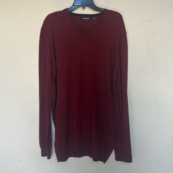 Jared Lang Men's V Neck merino wool blend Sweater XXLarge Red - Picture 1 of 5